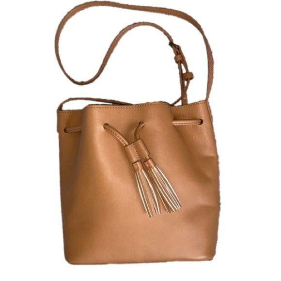 J. CREW Factory Faux Leather Drawstring Bucket Crossbody Shoulder Bag, C… - Picture 1 of 9